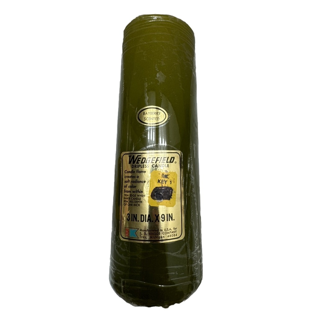 Vtg Wedgefield Candle Retro 60s 70s Green 3"x9" Still Wrapped Unused‎ KMart